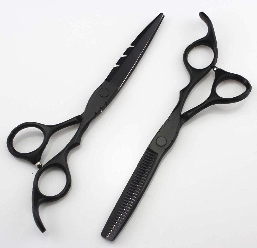 Ciseaux à Cheveux Noirs 440c de 5,5 et 6 Pouces, Outils de Coiffure pour effiler et Couper Les Cheveux.