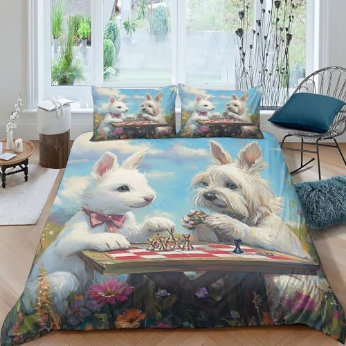 Housse de couette Chèvre ailée en microfibre 200x200cm hypoallergénique avec fermeture éclair pour lit double