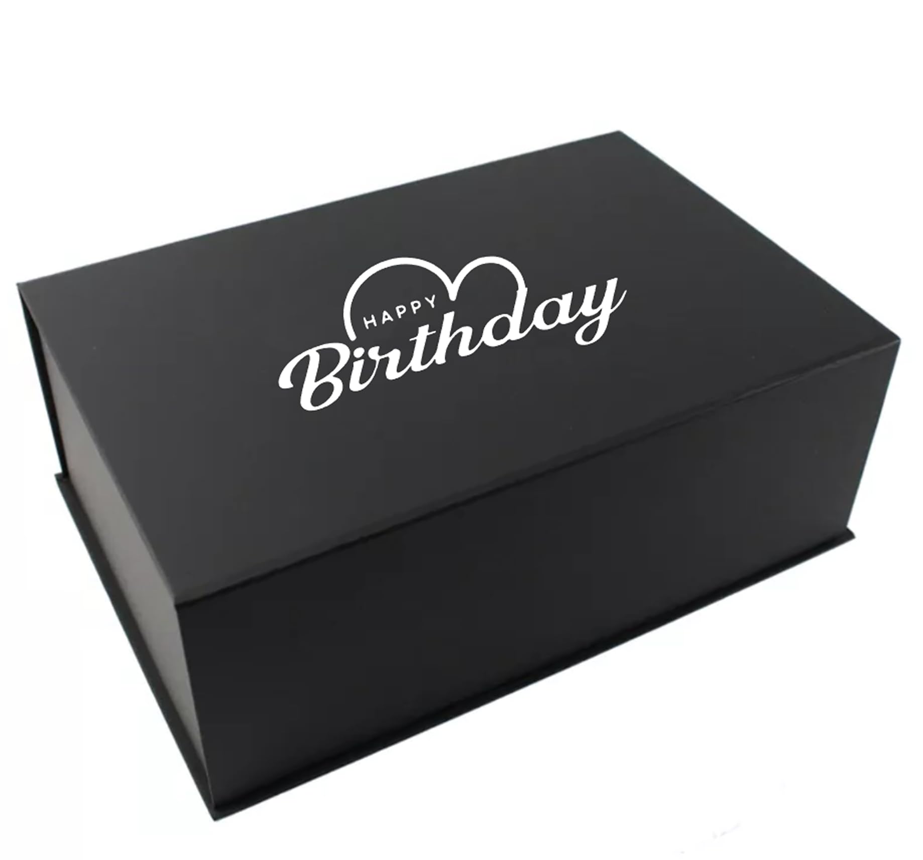 Extra Large Birthday Gift Box, 40 x 30 x 15cm, Black Magnetic Closing Box in 9 Designs, Keepsake Gift (Design 8, Extra Large Box)