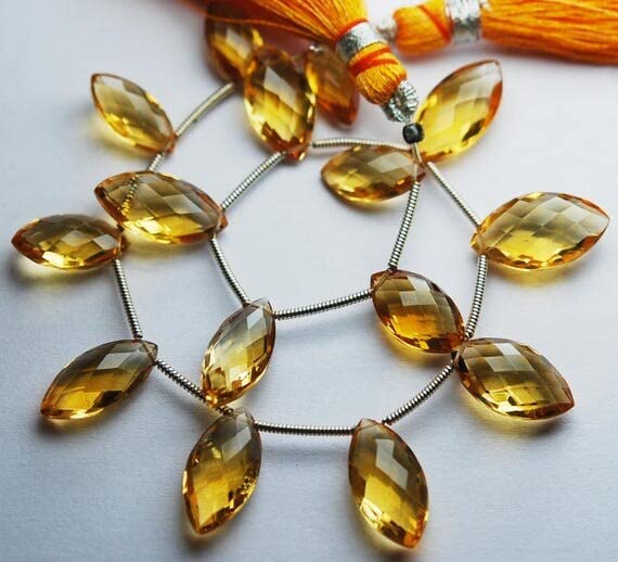 Citrine naturelle facettée marquise LKBEADS fil de perles de qualité gemme pour bijoux haut de gamme
