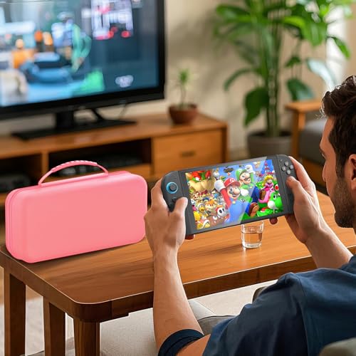 Image of daydayup Switch Carrying Case Compatible with Nintendo Switch 2, with 24 Games Cartridges Protective Hard Shell Travel Carrying Pouch DS Case Pink