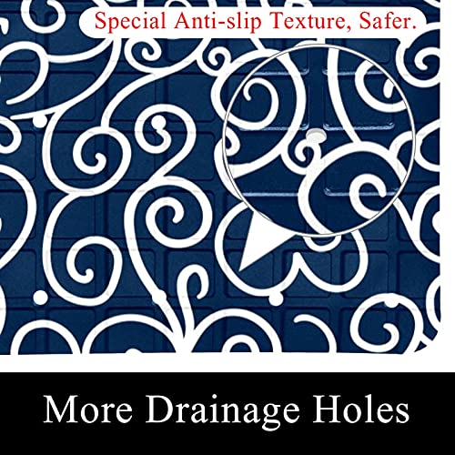 Tapis de bain antidérapant bleu anti-glisse baignoire