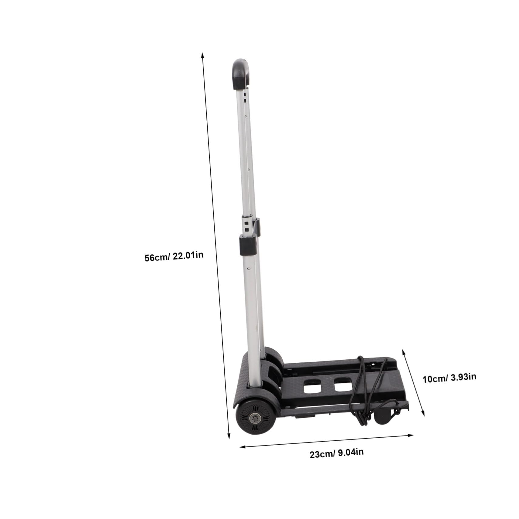 Carrito de Compras Plegable Ligero de Hierro y Aluminio Negro | Dos Ruedas, Asa Telescópica y Correa Incluida, Diseño Simple y Funcional para Transporte de Materiales