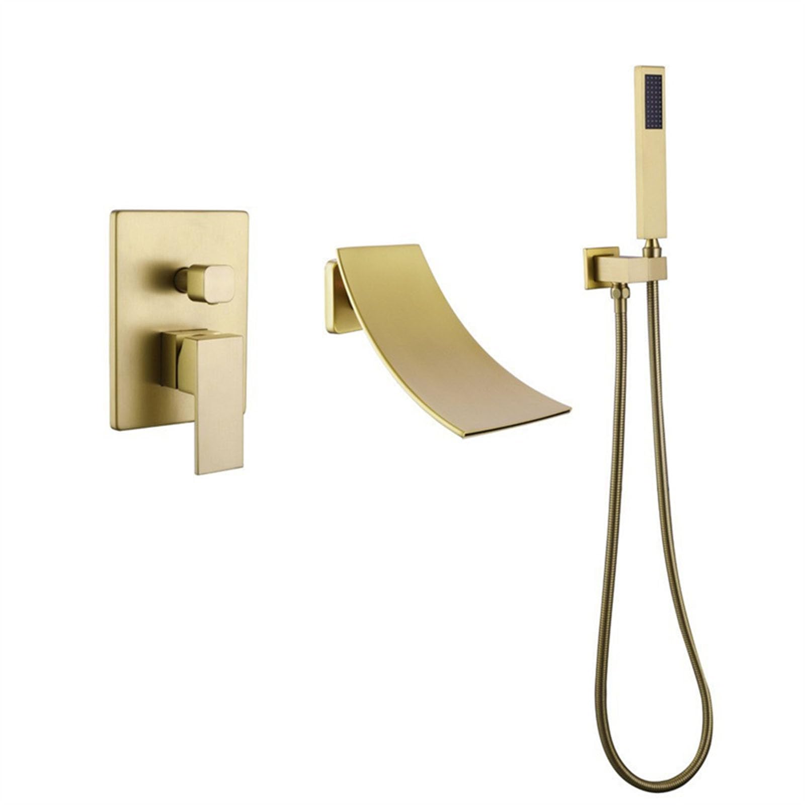 Mitigeur cascade de bain noir LWX avec douchette et fixation courbée pour salle de bain