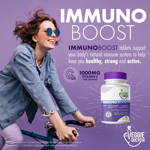 Immune Support Supplement - All Natural & Vegan - Immunity Supplement - Includes Zinc, Vitamins C And D3, Elderberry Extract, And Magnesium - 60 Tablets #TOP2