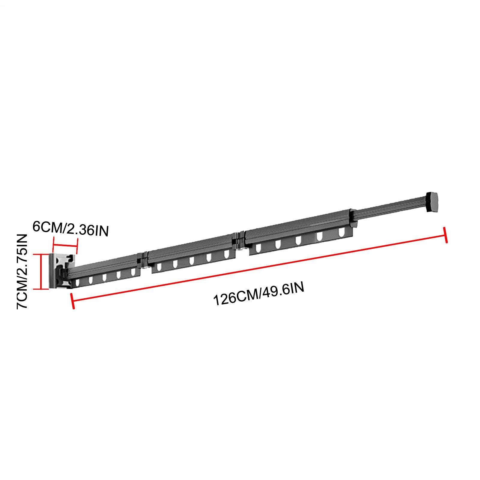 Étendoir À Linge Pliant Mural - Tige Télescopique En D'aluminium | Portant À Vêtements D'intérieur Pour Balcon Rétractable, Peu Encombrant, Durable | Étendoirs À Linge - Maison Buanderie Chamb