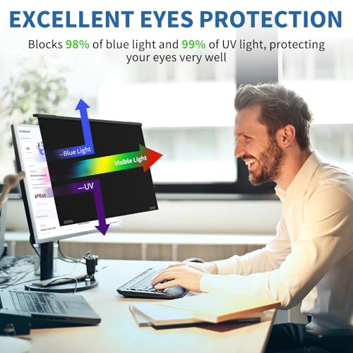 Image of Magnetic 27 Inch Computer Privacy Screen for 16:9 Widescreen Monitor, Removable Hanging Anti-Blue Light Computer Screen Privacy Panel, Anti-UV Magnetic Attachment Monitor Privacy Screen