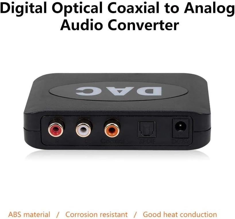 Digital to Analog Audio Converter Optical Fiber Coaxial Digital Audio Signal to Stereo Analog Signal Audio Converter with Remote Control Black
