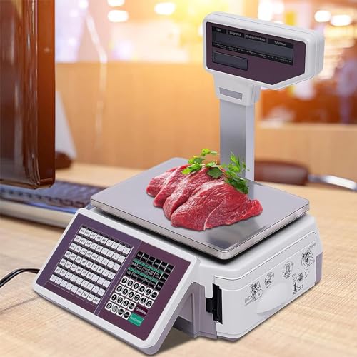 Báscula electrónica digital con impresora y pantalla dual miniatura 6