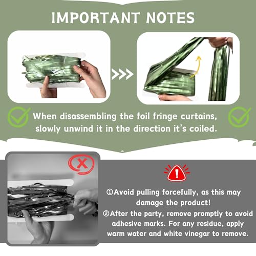 Image of Matte Sage Green Tinsel Foil Curtains Backdrop Party Decorations