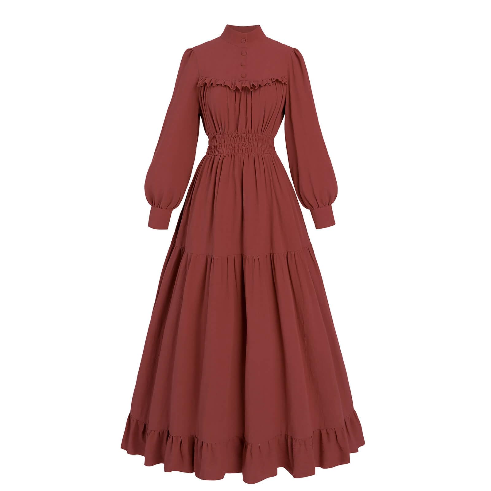 Nuoqi Victorian Dress for Women Long Sleeve Edwardian Dress