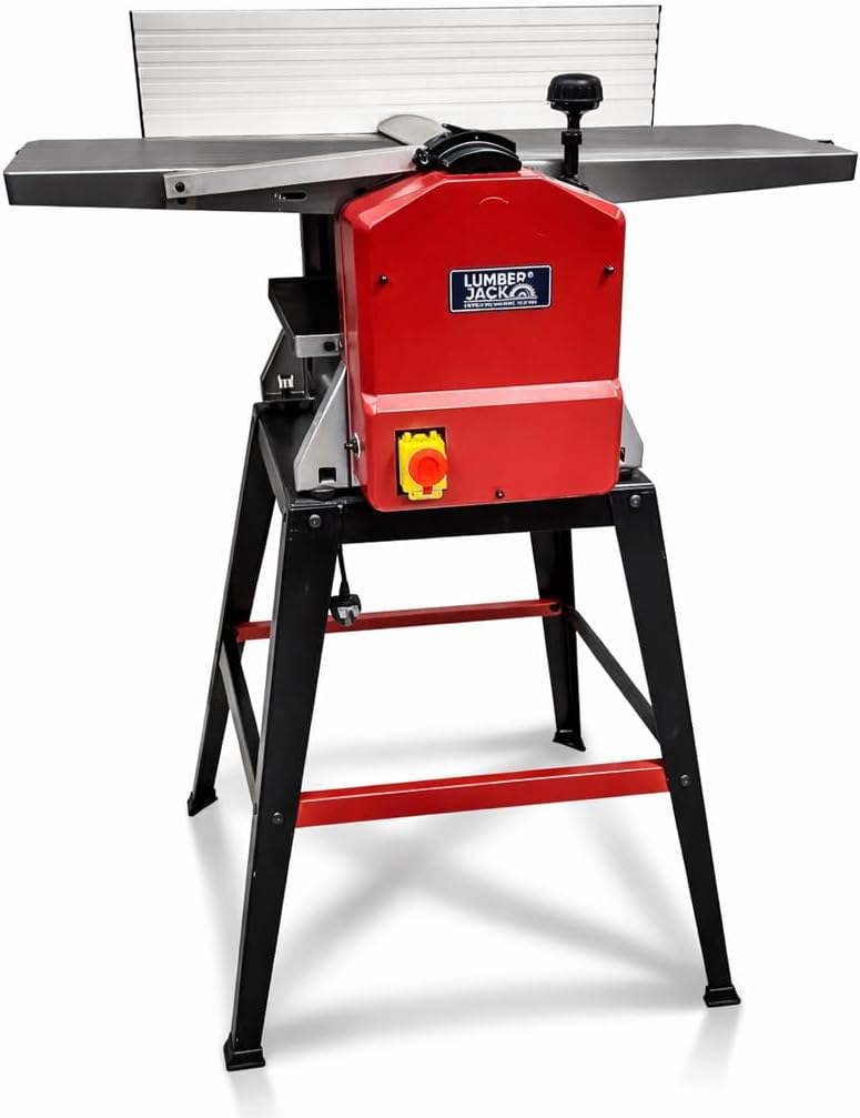 10 x 5 Inch Planer Thicknesser with HSS Twin Blades, Dust Chute, & Legstand for Woodworking