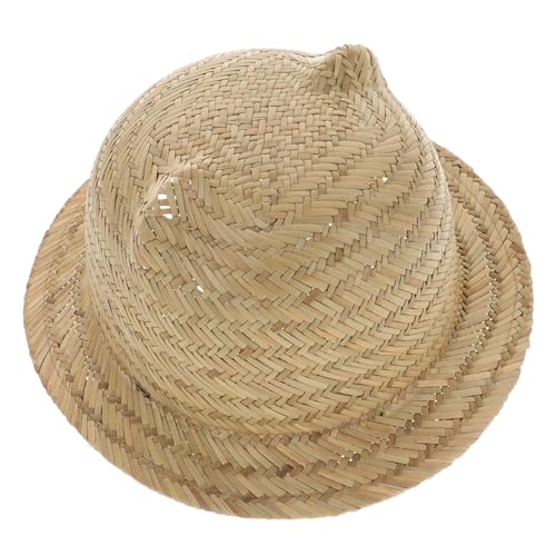 Toyvian Compact Straw Sun Hat for Boys and Girls Cute Woven Bucket Hat Wide Brim for Beach Pool and Outdoor Activities Uv for Boys and Girls Beige
