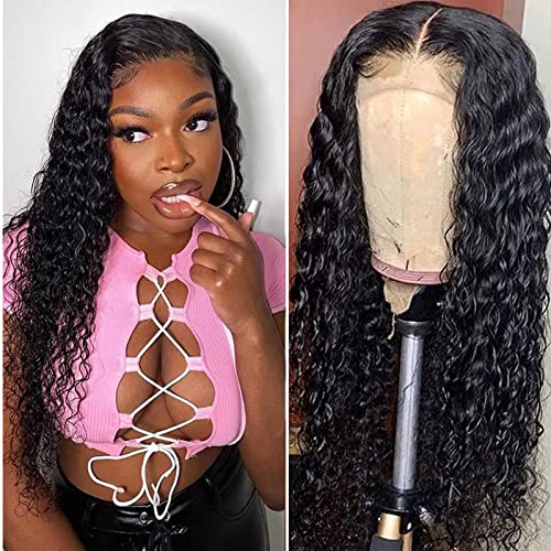 BEAUTY GRACE Deep Wave Lace Closure Human Hair Wigs Brazilian Virgin 4x4 Lace Closure Deep Wave Human Hair Wigs for Fashion Women 150% Density Natural Color(20inch, 4x4 Deep Wig)