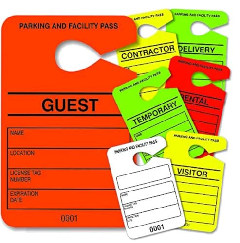 Astro Bright Orange Parking Permit - Guest Pass - Numbered Facility Pass - Car Park Management - 100 Units - Disclaimer - 3.5 x 5.5 in - 10pt/250gsm Card Stock