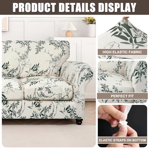 Image of SearchI Sofa Cover Couch Covers, 4 Pieces Sofa Slipcover with 3 Separate Cushion Covers Stretch Soft Furniture Protector for Living Room Couch Cover for Pets Kids(Sofa, Foliage)