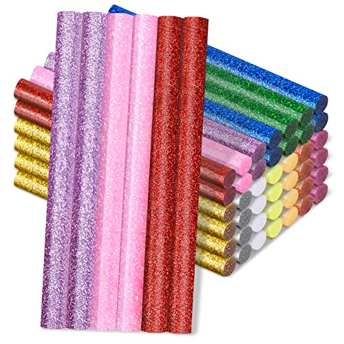 Manarty Glitter Color Hot Glue Stick 48 PCS 0.27 Dia x 4 Long Mini Hot Melt Glue Sticks Colored Adhesive EVA Glue Sticks Standard for Sealing Repairing Stamp DIY Art Handmade Car Craft Decoration