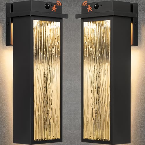VenzBlomia 20&rdquo; Upgraded Motion Sensor LED Exterior Lighting Fixtures, 2 Pack Large Black Dusk to...