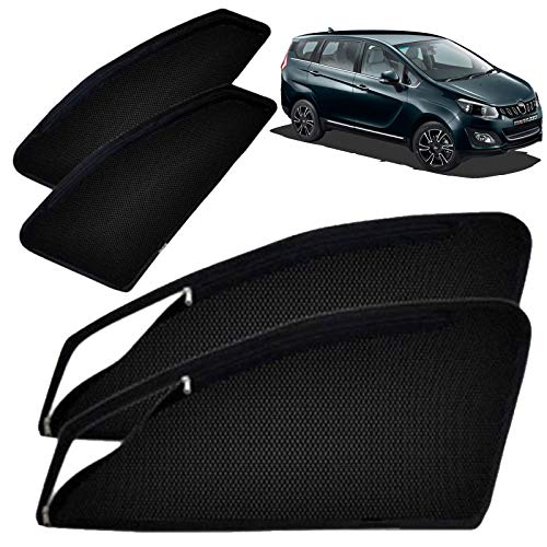Image of Autofact Magnetic Car Sunshades Compatible with Mahindra Marazzo (Set of 4) - Easy Installation, UV Protection, Keeps Car Cool (Front 2 with Zippers for Easy Access, Rear 2 Without Zippers)