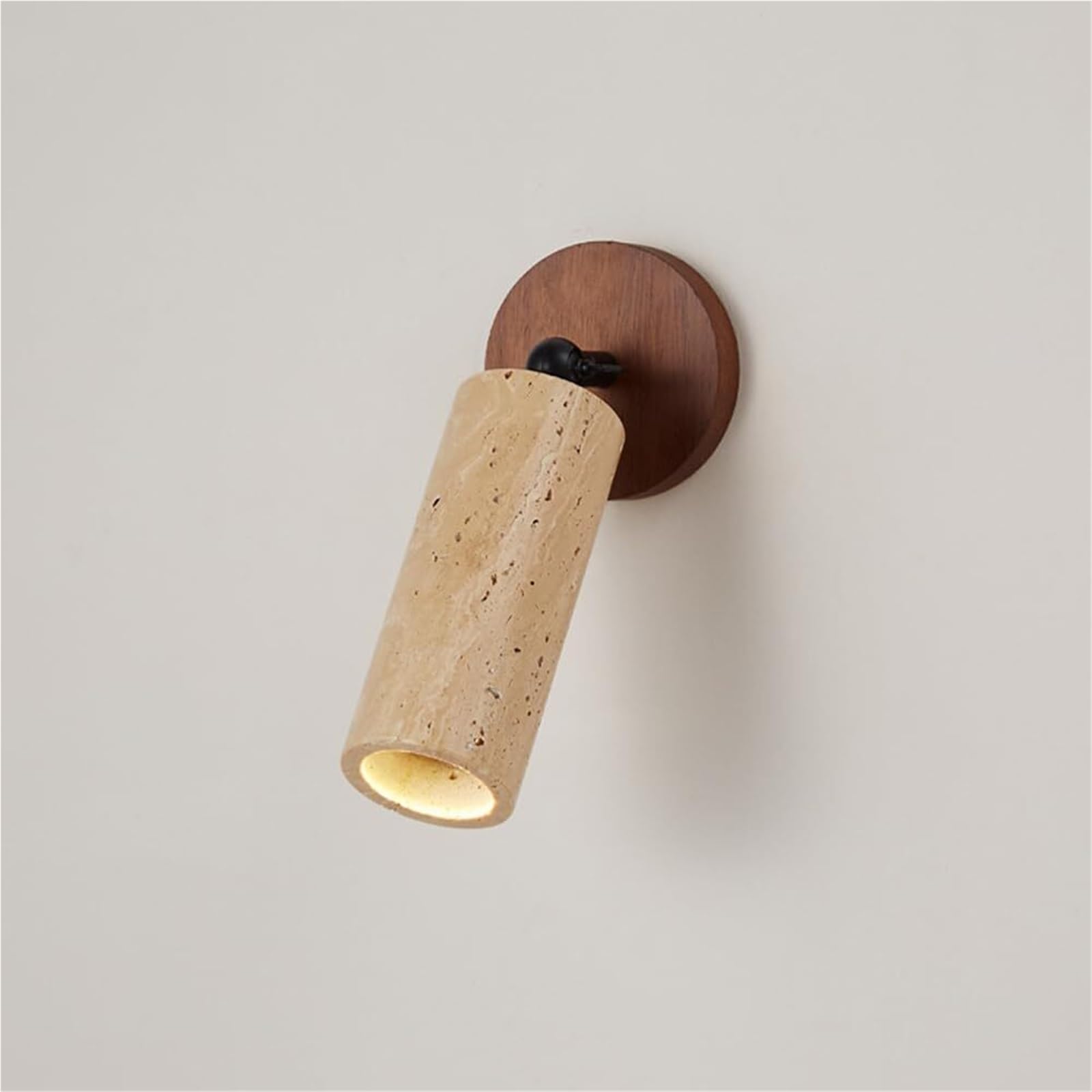 TCHAUSGZOZ Natural Stone Wall Sconce Adjustable Wall Lamp Wall Mount Reading Light 180° Rotation Spotlight Nordic Wood Wall Sconces Bedside Swivel Lights(Walnut Color-6000k)