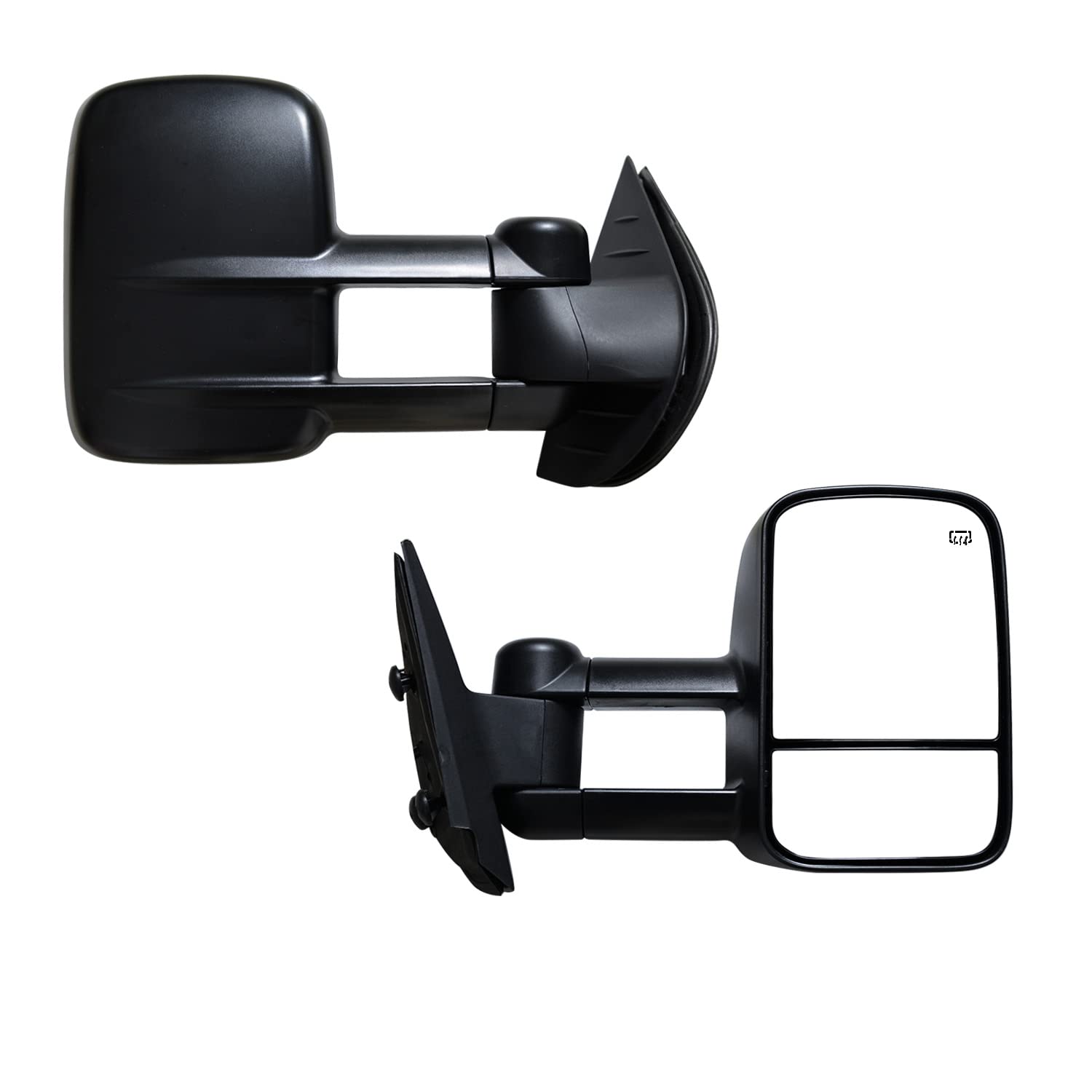 AERDM New Pair Towing Mirrors Power Operated Heated Textured Black Telescoping Trailer Side Mirrors Fit for 2007-2013 Chevy/GMC Silverado/Sierra