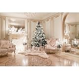 Baocicco 10x8ft Luxury Christmas Indoor Scene Backdrop Exquisite Xmas Trees Shiny Fairy Candle Light Sofa Boudoir Decor Photography Background Christmas Decor Little Kids Portrait Studio Video Props