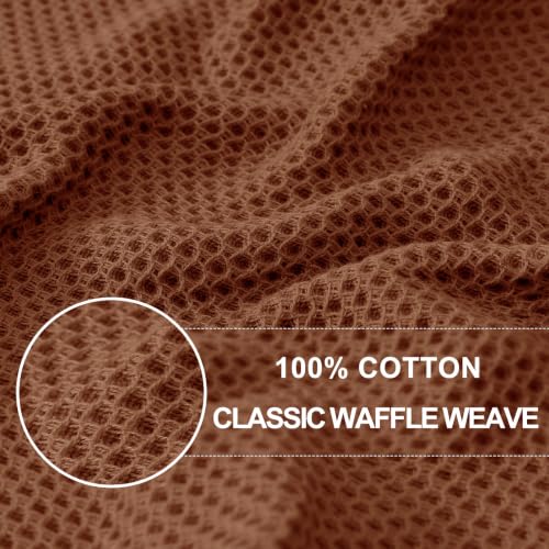 Image of Homaxy 100% Cotton Waffle Weave Kitchen Dish Cloths 6-Pack, Caramel | 12 x 12 Inches, Ultra Soft Absorbent Dish Towels, Quick Drying Dish Rags with Hanging Loop