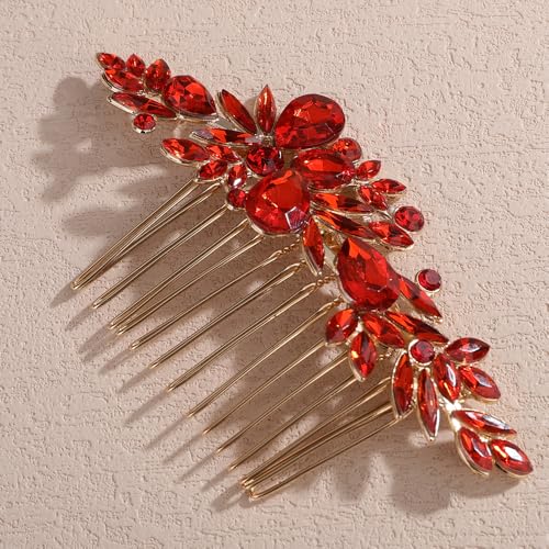 Peine para cabello con cristales rojos y diseño boho miniatura 4