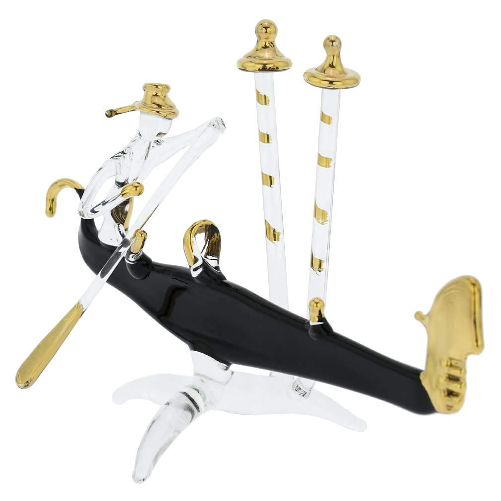 GlassOfVenice Murano Glass Flat Gondola with Gondolier