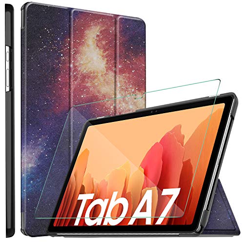 ELTD Verre Trempé Filmpour Samsung Galaxy Tab A7 10.4 2020+ Etui pour Galaxy Tab A7, Cover Housse Etui Coque + 9H, 2.5D Verre Trempé Film pour Samsung Galaxy Tab A7 10.4 T500/T505/T507