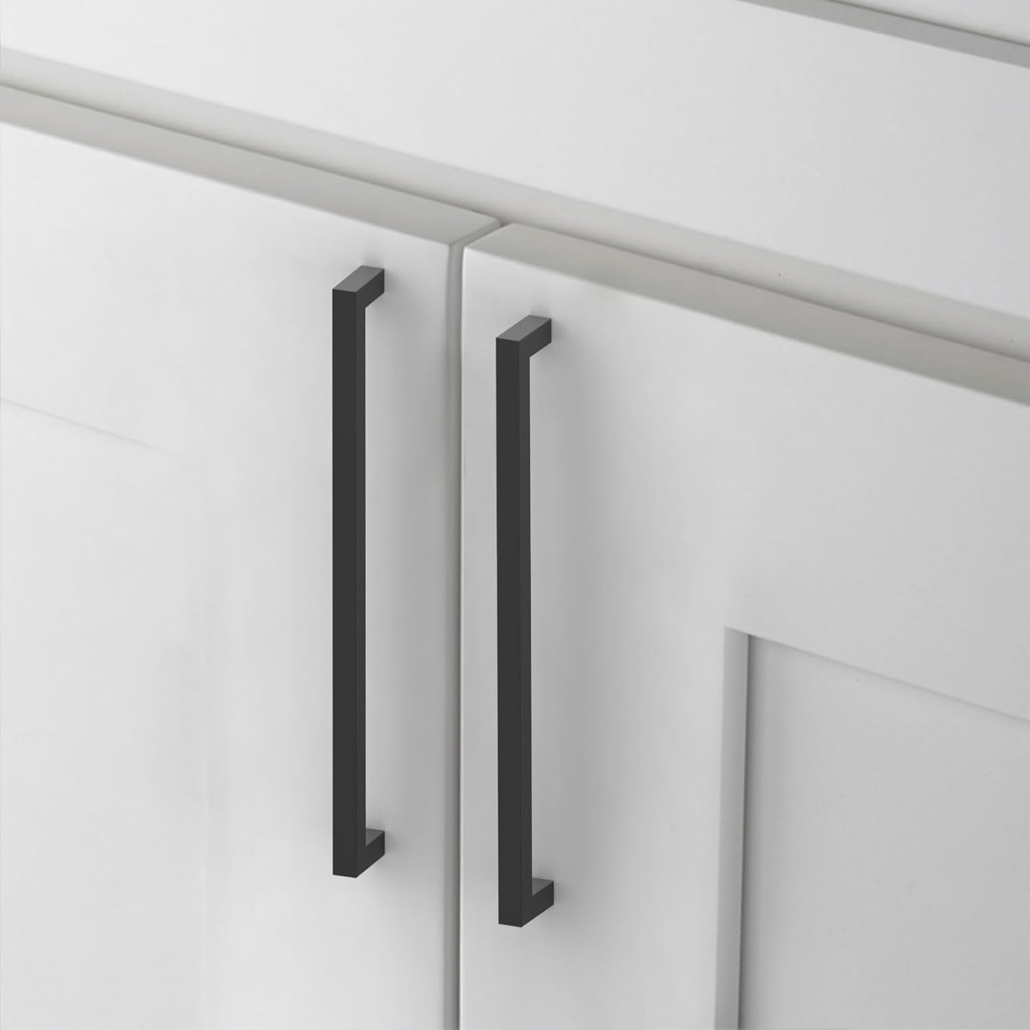 10 Pack 10''(256mm) Matte Black Cabinet Pulls Kitchen Stainless Steel Cabinet Handles Square Cabinet Hardware for Cupboard Drawer Pulls