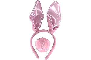 Charming Pink Bunny Ears headband with Fluffy Tail