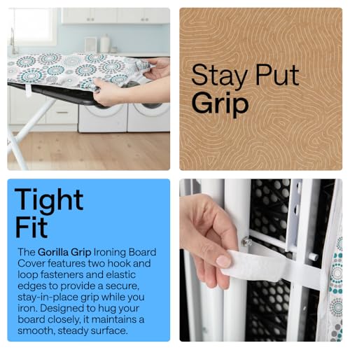 Image of Gorilla Grip Reflective Silicone Ironing Board Cover, 15x54, Fits Large, Standard Boards, Pads Resist Scorching and Staining, Elastic Edge Covers, Thick Padding, No Fasteners Needed, Turquoise Spiral