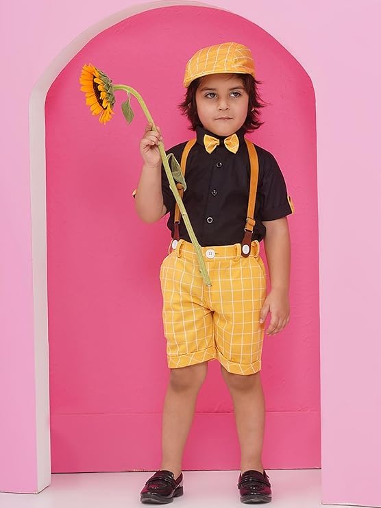 Image of AJ DEZINES Kids Casual Wear Clothing Cotton Shirt Short Set For Boys