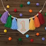 Pancarta colorida hecha a mano para silla alta de primer cumpleaños, colgantes de pared decorativos