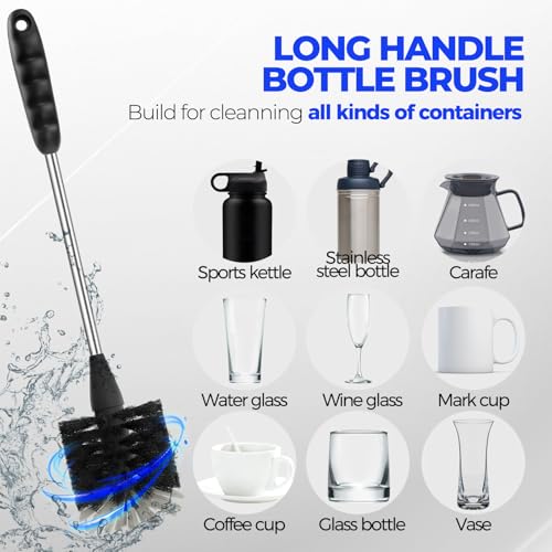Image of Holikme Microfiber Feather Duster Bendable & Extendable Fan Cleaning Duster with 100 inches Expandable Pole Handle Washable Duster for High Ceiling Fans, Window Blinds, Furniture (Stainless Steel)