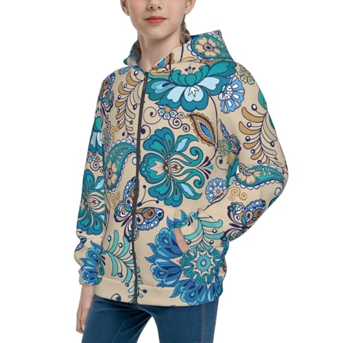 Vintage Floral Butterflies Kid Hoodies Boys Zip Up Sweatshirts Girls Pullover with Pocket