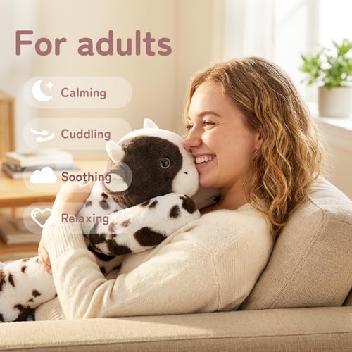 Image of Niuniu Daddy 5 lbs 25 inch Weighted Cow Stuffed Animals for Kids & Adults, Soft Sensory Comfort Plush Toy for Sleeping, Cute Lying Lap Pad Pillow for Huggable Gift