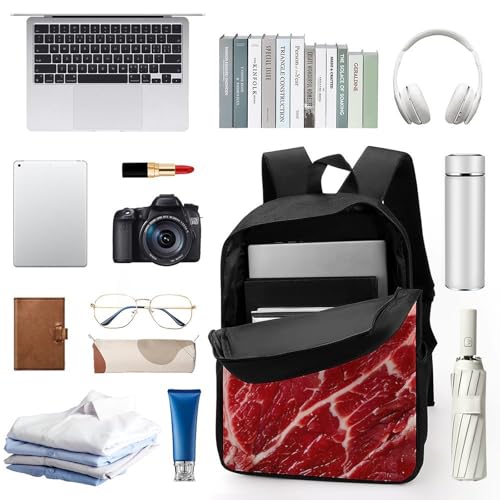 Raw Meat Beaf 17 Inch Backpack Travel Laptop Shoulder Bag Funny Daypack Gifts for Men Women3