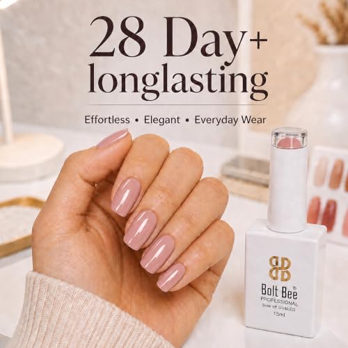 Image of BOLT BEE 15ML Gel Nail Polish 1Pc Clear Pink Glitter Nail Polish Soak Off UV LED Nail Gel Polish Nail Art Starter Manicure Salon DIY at Home, 0.5 OZ (1) (124)