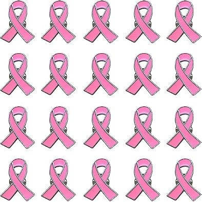 100pcs Official Breast Cancer Awareness Lapel Pins Pink Ribbon Lapel Pins Buttons for Charity Activities Supplies