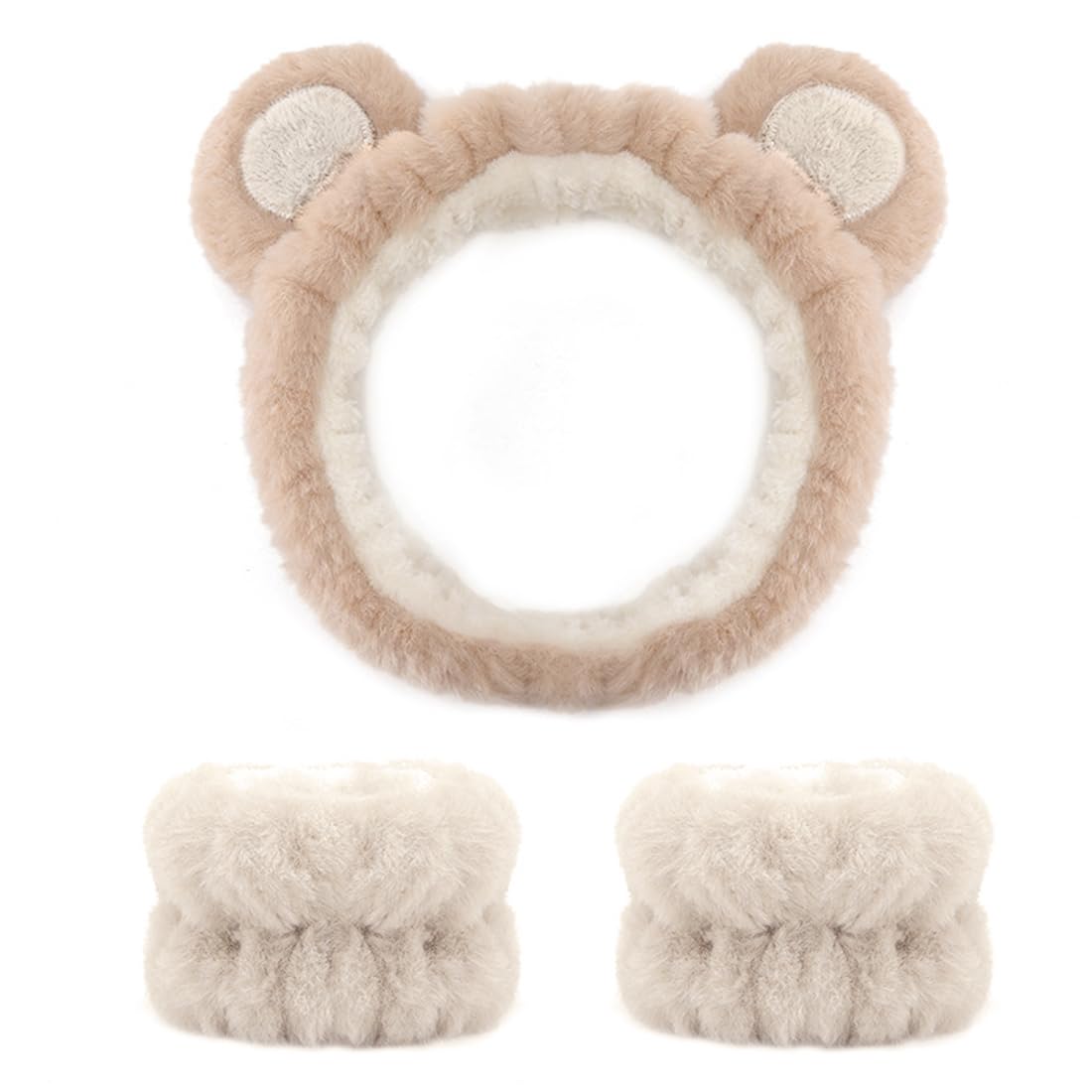 LuLiyLdJ Banda para el Cabello para el Cuidado de la Piel, Pulseras para el Cuidado de la Piel, Banda para la Cara de Spa para Maquillaje y Lavado de Cara Banda elástica, Oso de Fresa Rosa, 3 Piezas
