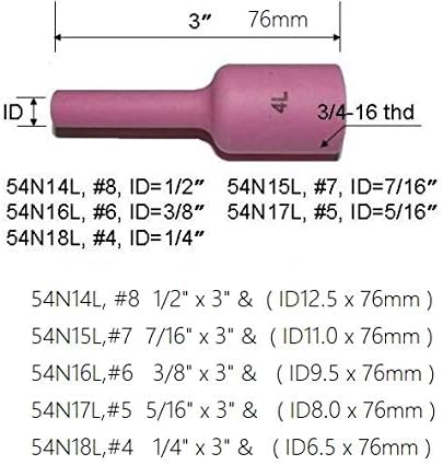 Miniatura 7 de RIVERWELD TIG Lente de gas Collet Cuerpos 10N 45V Serie Gran Diámetro Largo Alúmina Boquilla Cerámica Tazas 10N 54N Serie Surtido Kit de Tamaño