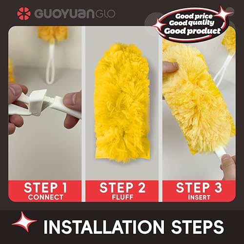 Image of Disposable Dusters Refills 360 Degree Heavy Duty Dusters Refills Unscented Disposable Dusters for Cleaning-20 Counts with Short Handle,Yellow