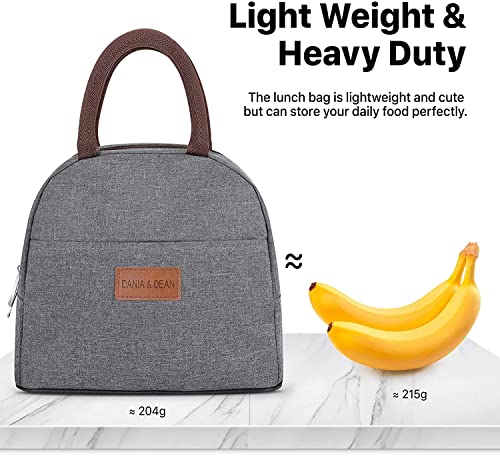 Dania & Dean Insulated Lunch Bag, Durable Freezable Lunch Box For Women/Men Double Zippers Wide Open Tote Bag Leakproof Thermal And Cooler Reusable Lunch Tote Bag For Office/Outdoor(Grey) #TOP2