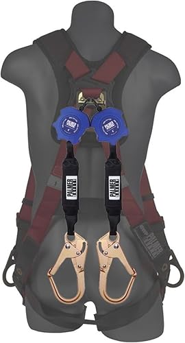Miniatura 6 de Palmer Safety Kit doble de 6 pies I arnés de cabeza de martillo de 5 puntos, línea de vida doble autorretráctil, correa de brazo cruzado de 4 pies I