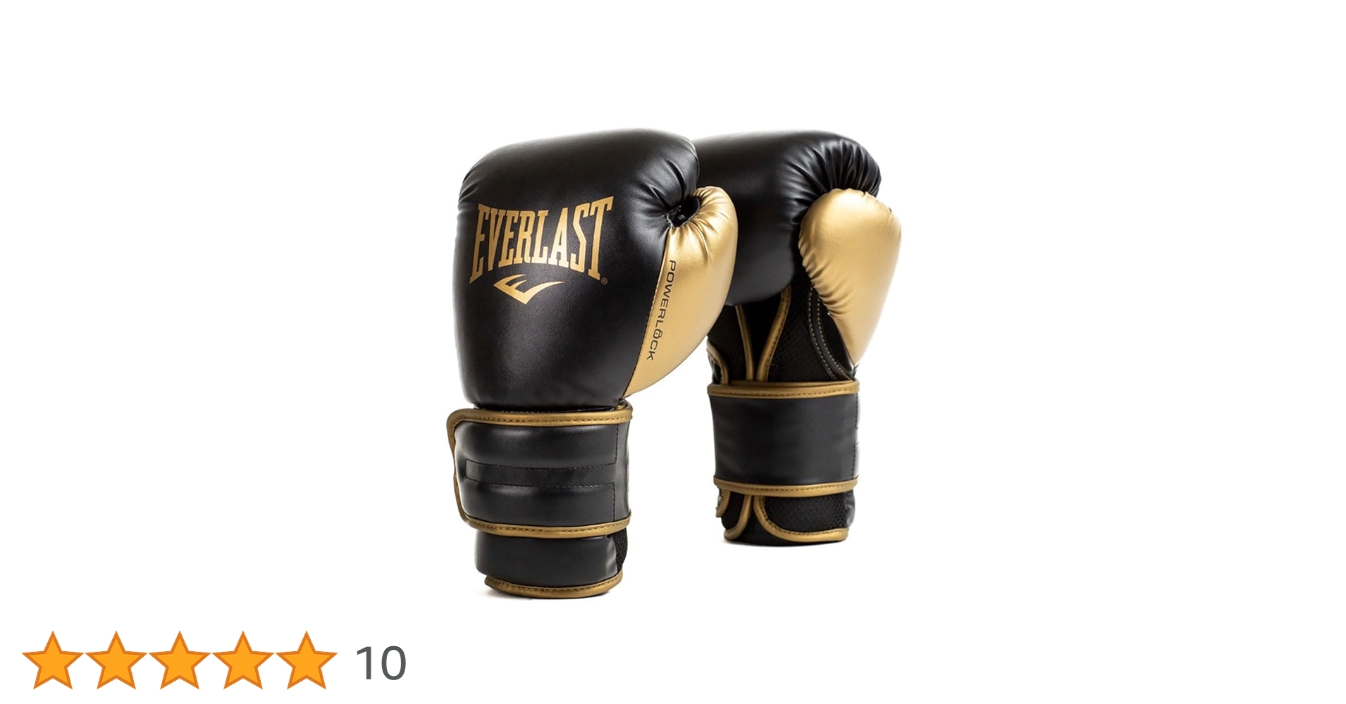 Everlast Powerlock2 Boxing Gloves Black/Gold 12oz - Enhanced