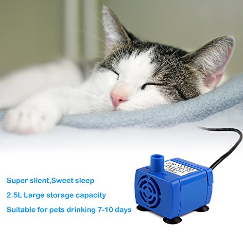 Fuente eléctrica para agua para mascotas 2.5L azul miniatura 4