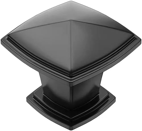 Pomos negros para gabinetes de cocina, accesorios para pomos de tocador, perillas cuadradas de 1-16 pulgadas de diámetro para cajones de tocador,