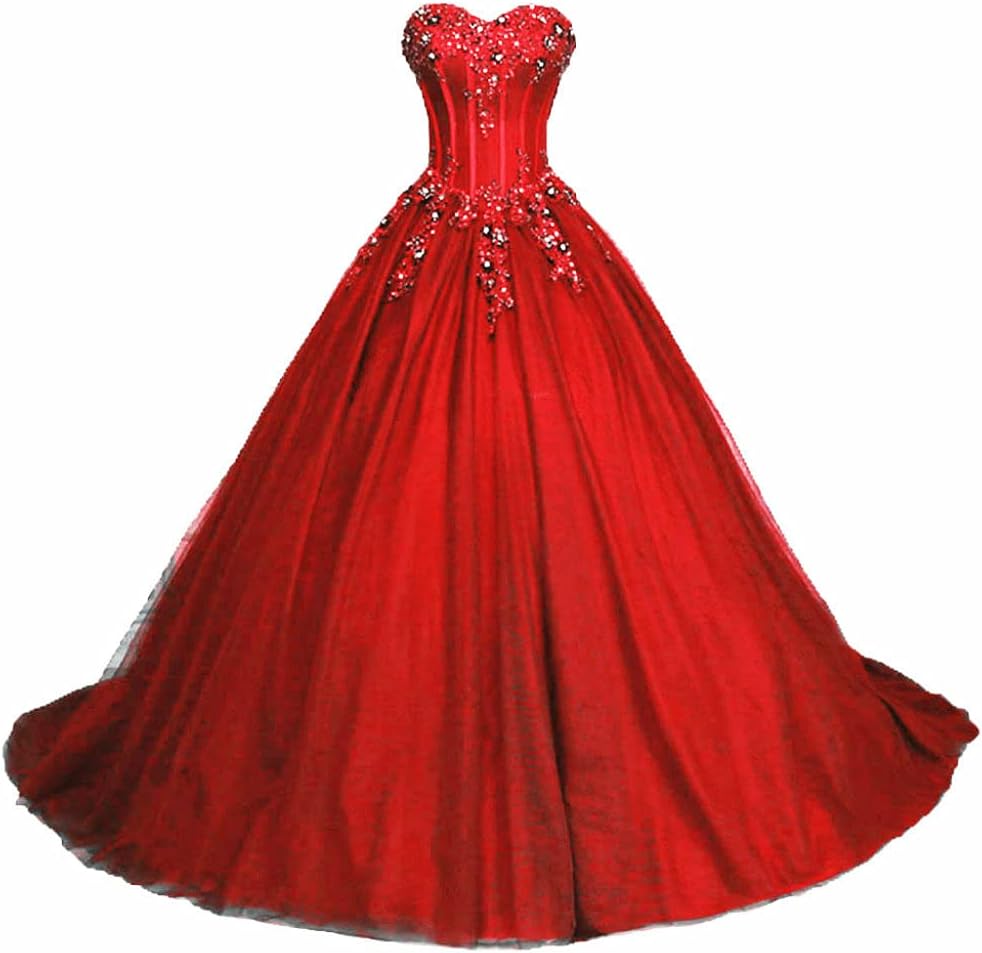 Women's Elegant Sweetheart Prom Dress Sweet 16 Ball Gown Quinceanera Dresses